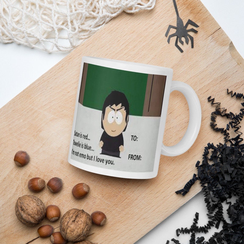 damien thorn -southpark  valentines mug ,southpark gift ,90s animated cartoon ,90s  mug ,southpark mug