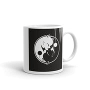 ying yang moggy   white mug ,ying yang black white gift,white ceramic mug ,yoga spiritual  coffee mug