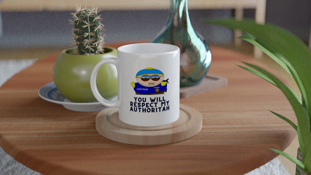 eric cartman you will respect my authority -southpark gifts,handmade southpark mug,southpark gifts, eric cop cartman mug,90s cartoon mug