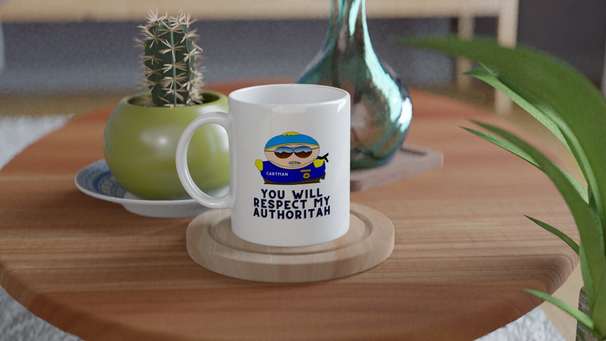 eric cartman you will respect my authority -southpark gifts,handmade southpark mug,southpark gifts, eric cop cartman mug,90s cartoon mug