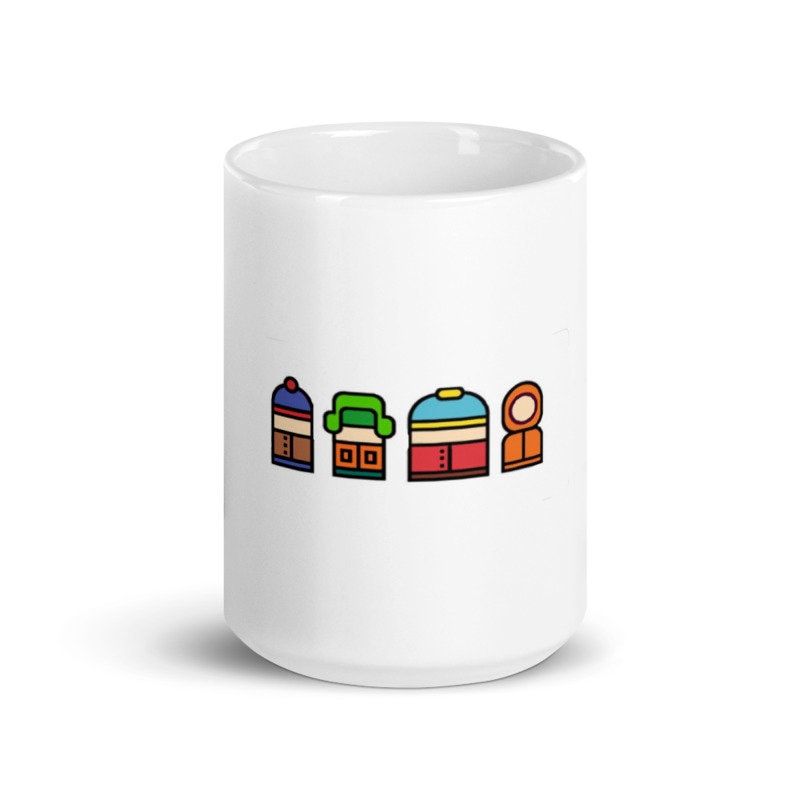 southpark gang in pixel format -southpark gifts,handmade southpark mug,southpark gifts, eric cop cartman mug,90s cartoon mug