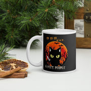 stay 6 feet back,black cat mug ,scary black cat,social distancing black cat