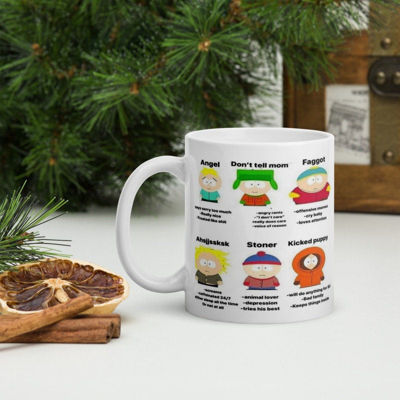 southpark name chart meme ,handmade southpark mug,southpark gifts,cartman mug,90s cartoon mug,southpark cup gift