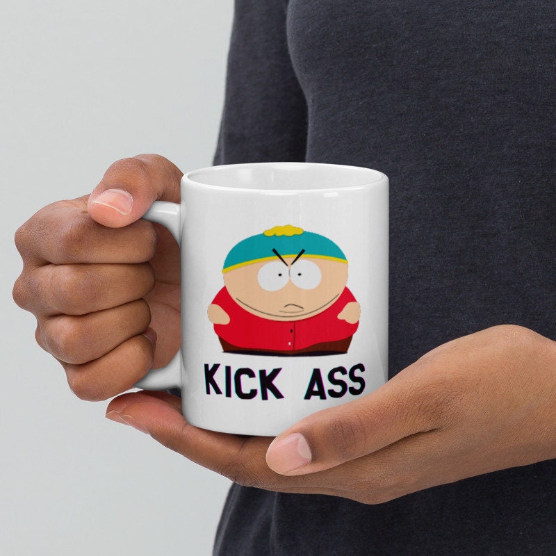 kiss ass southpark  mug ,handmade southpark mug