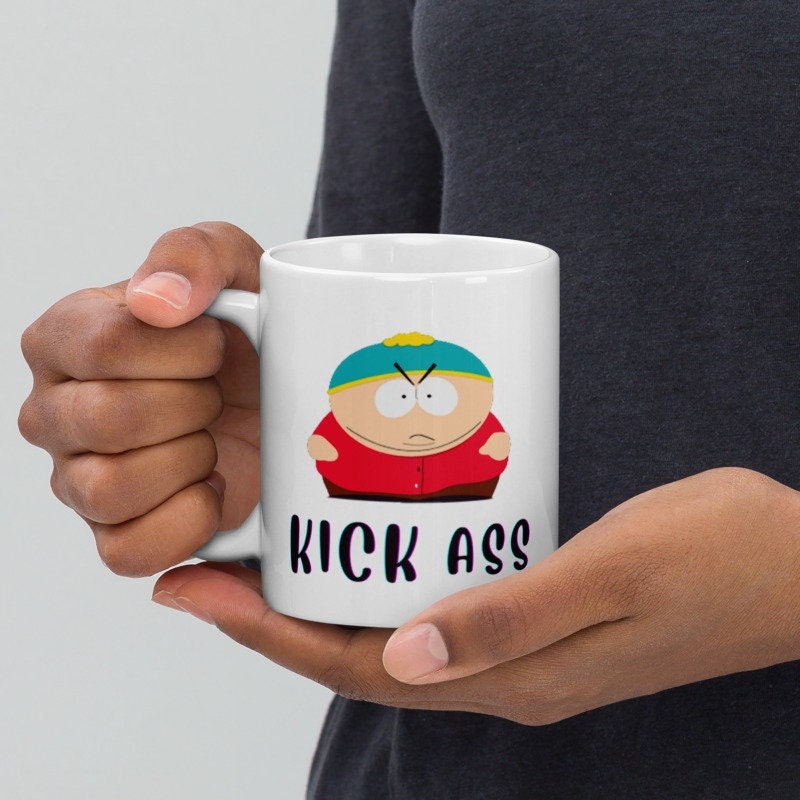 southpark eric cartman kick ass mug , southpark cartman mug  southpark gifts,ceramic coffee mug