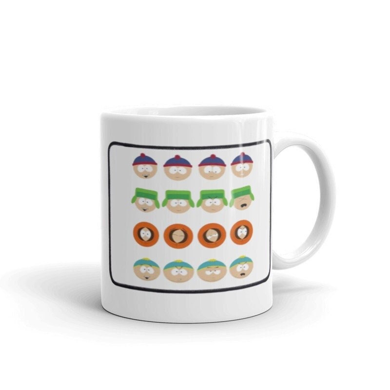 southpark -moods of characters ,handmade southpark mug,southpark gifts,cartman mug,90s cartoon mug,southpark cup gift