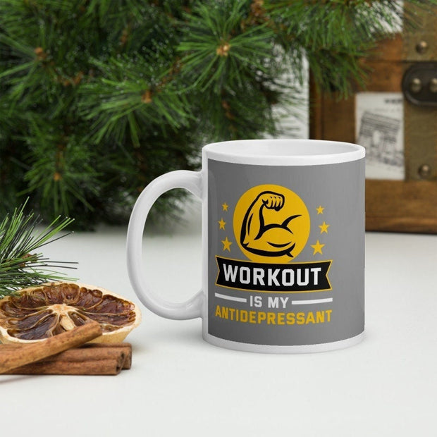 workout is my antidepressant mug  - funny gym mug ,gym lover,gym rat,gift for bodybuilder -fitness mug -