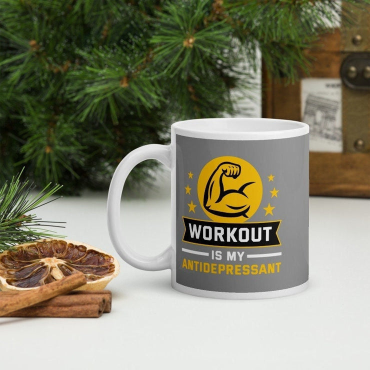 workout is my antidepressant mug  - funny gym mug ,gym lover,gym rat,gift for bodybuilder -fitness mug -
