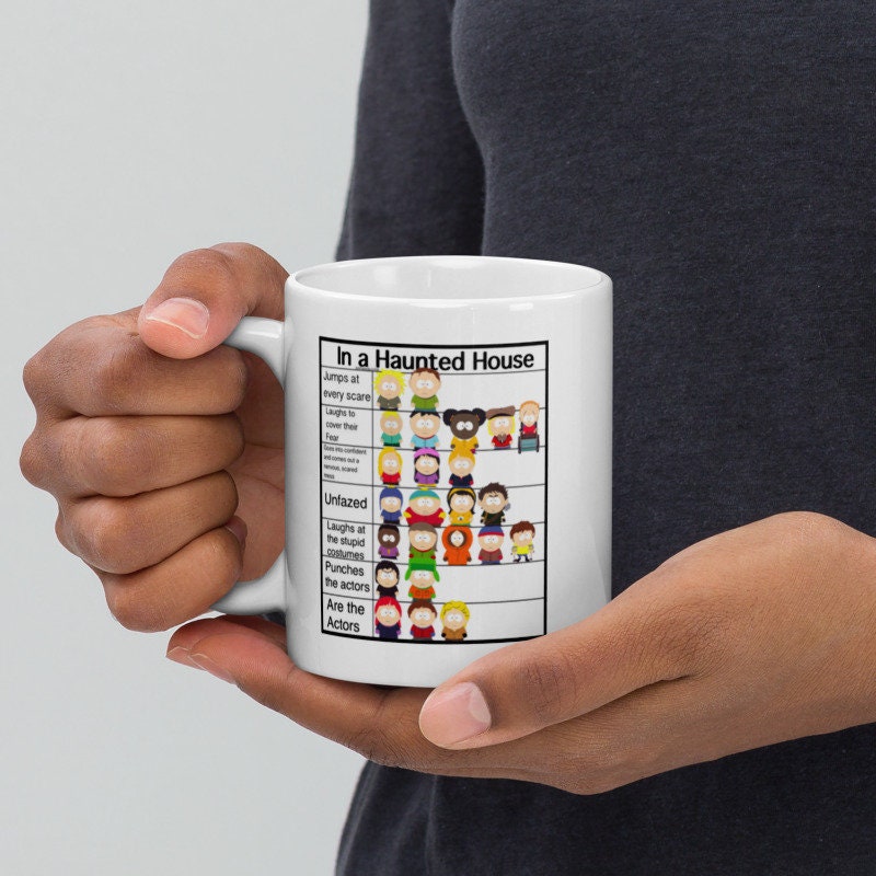 southpark in a haunted house meme  ,handmade southpark mug,southpark gifts,cartman mug,90s cartoon mug,southpark cup gift