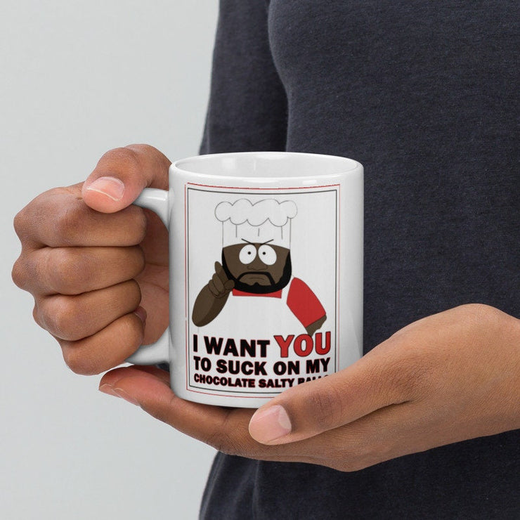 southpark chef suck on my salty balls   ,handmade southpark mug,southpark gifts,cartman mug,90s cartoon mug,southpark cup gift