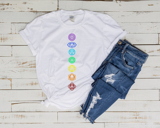 seven Chakras yoga shirt , Chakras yoga T-Shirt, Meditation Shirt