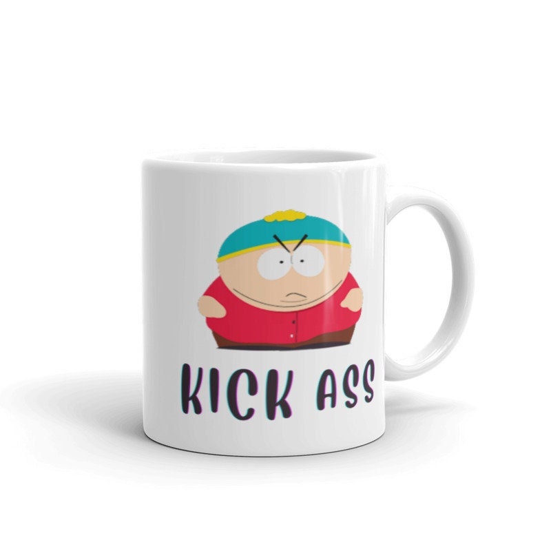 southpark eric cartman kick ass mug , southpark cartman mug  southpark gifts,ceramic coffee mug