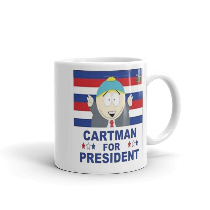southpark cartman for president   ,handmade southpark mug,southpark gifts,cartman mug,90s cartoon mug,southpark cup gift