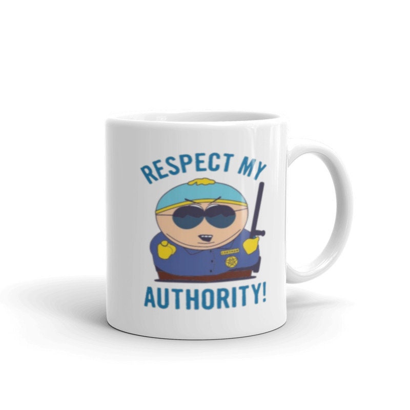 southpark mug ,eric cartman,respect my authoritah  ,90s animated cartoon,southpark mug  ,handmade southpark mug,cartman ,90s coffee mug