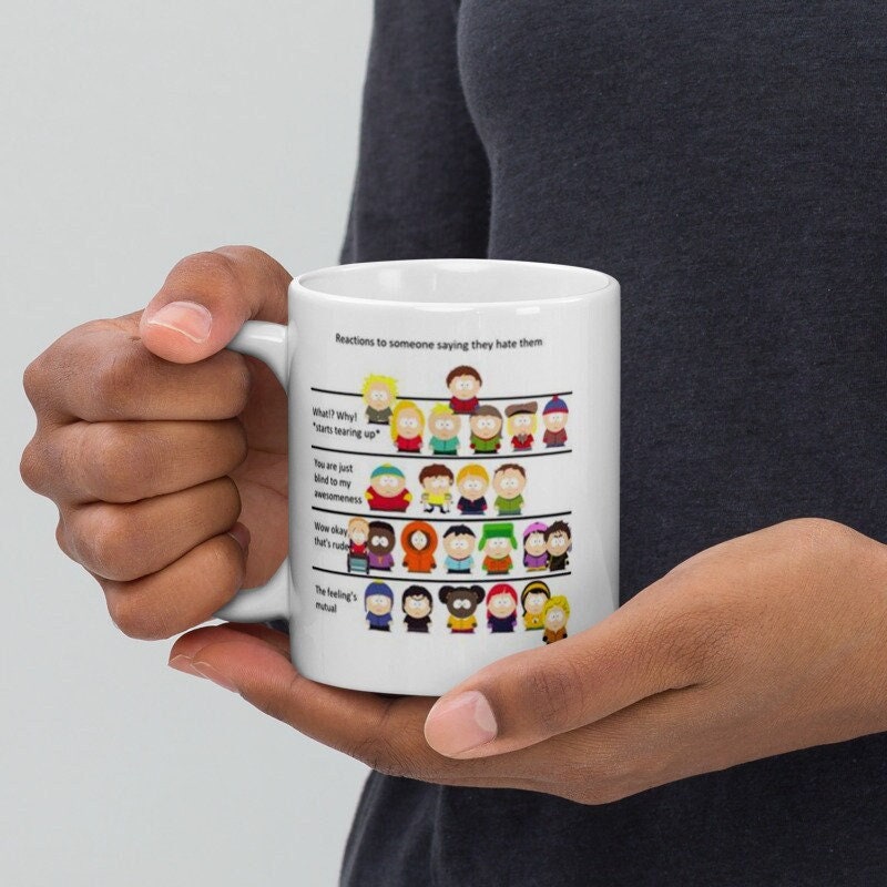 southpark memes reactions to name calling   ,handmade southpark mug,southpark gifts,cartman mug,90s cartoon mug,southpark cup gift