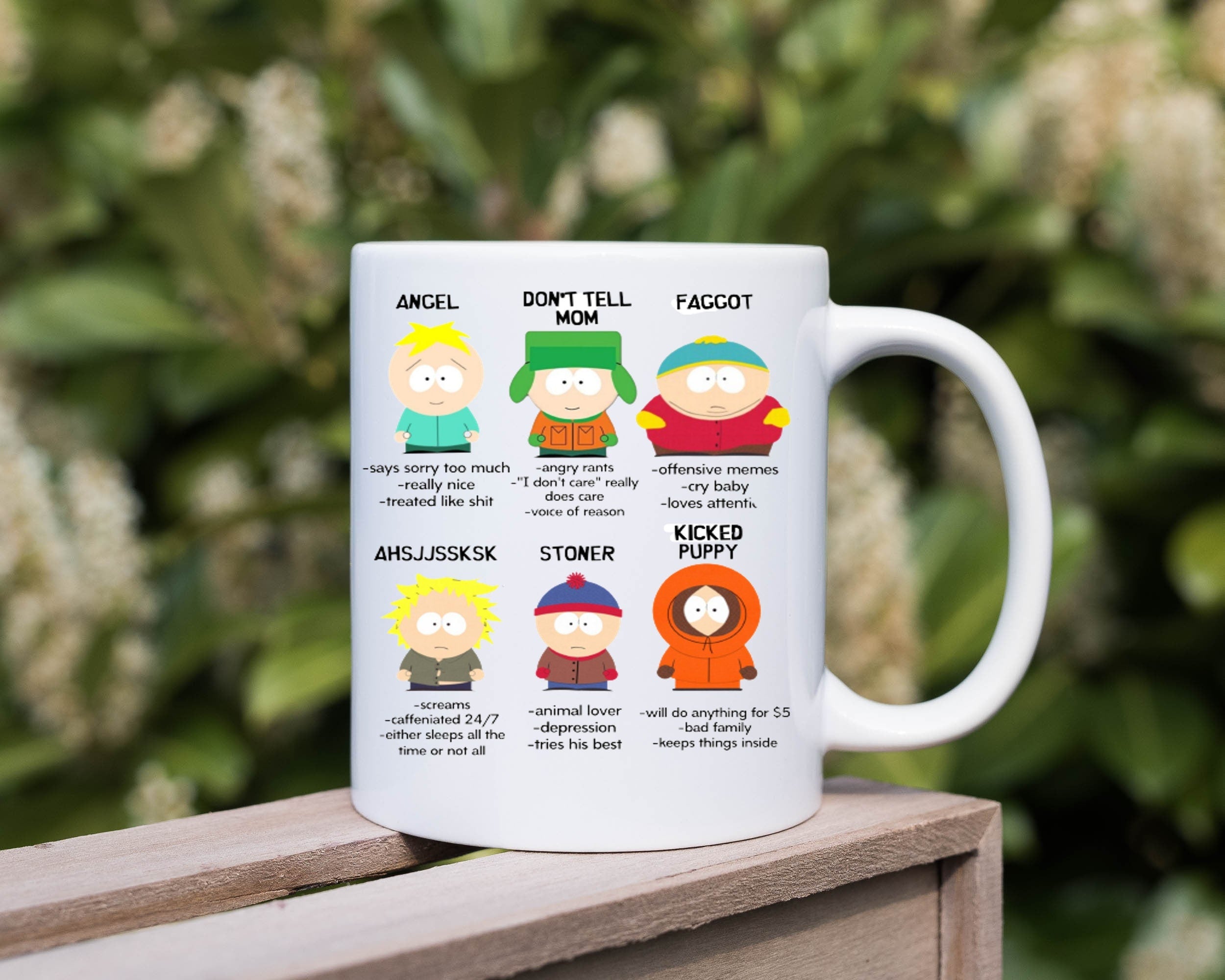 southpark name chart meme ,handmade southpark mug,southpark gifts,cartman mug,90s cartoon mug,southpark cup gift