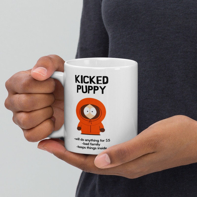 southpark kenny ,kicked like a puppy  -southpark gifts,handmade southpark mug,southpark cup ,90s cartoon mug