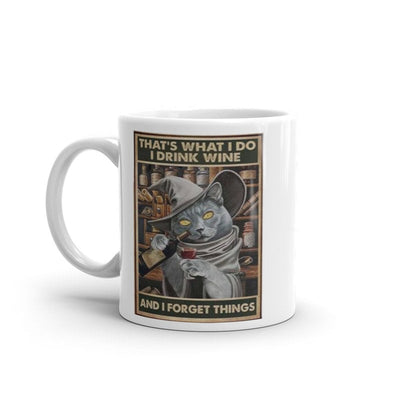 thats what i do i drink wine and forget things , retro black  cat , black cat  11oz coffee mug , cat lover Gifts ,gift for cat owner