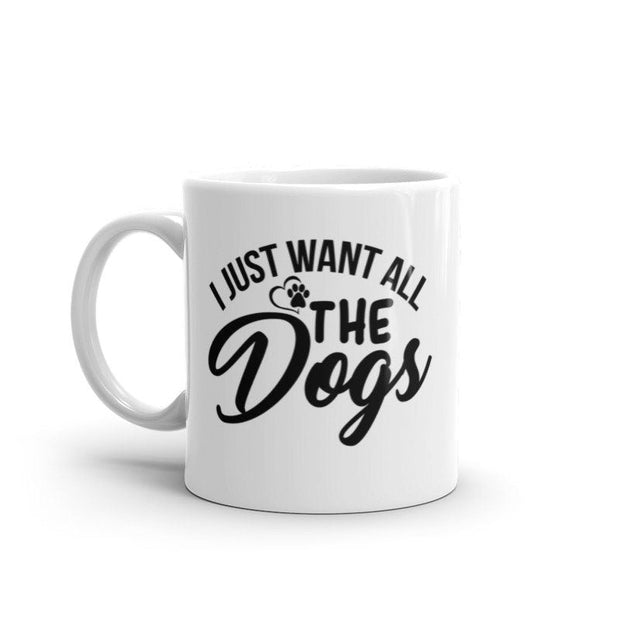 Detailed view of the custom dog tag design on the 11oz dog lover coffee mug. Great for pet owners and dog fans.