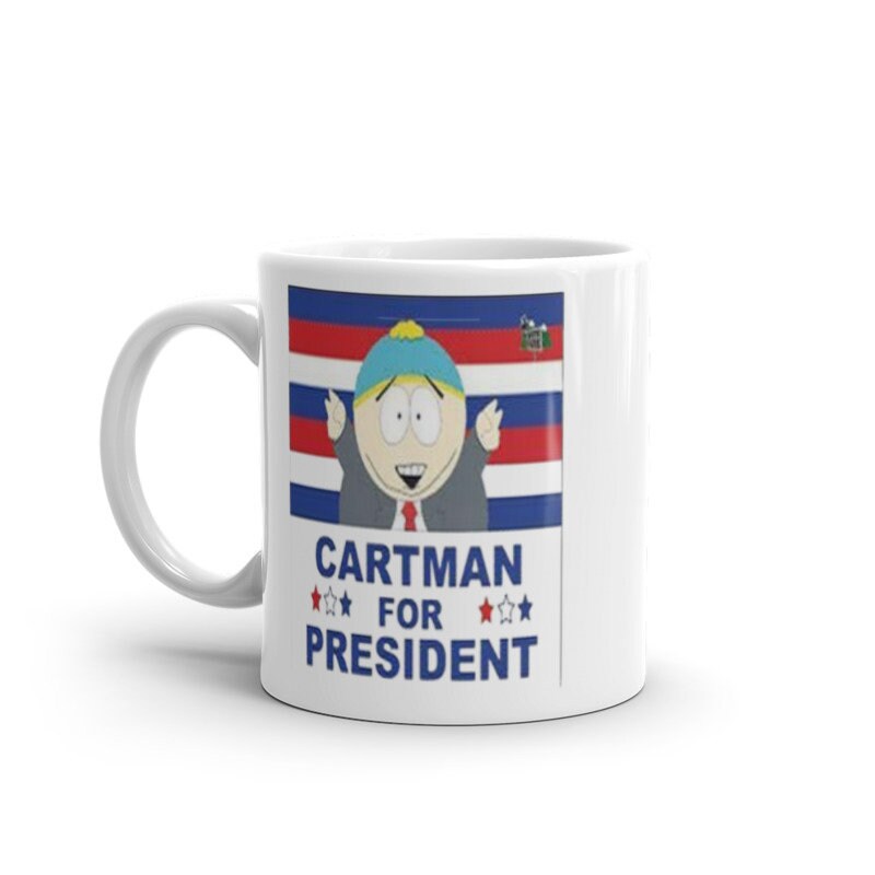 southpark cartman for president   ,handmade southpark mug,southpark gifts,cartman mug,90s cartoon mug,southpark cup gift
