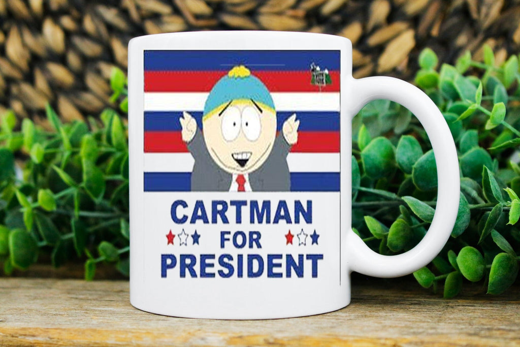 southpark cartman for president   ,handmade southpark mug,southpark gifts,cartman mug,90s cartoon mug,southpark cup gift