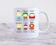 southpark name chart meme ,handmade southpark mug,southpark gifts,cartman mug,90s cartoon mug,southpark cup gift