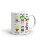southpark name chart meme ,handmade southpark mug,southpark gifts,cartman mug,90s cartoon mug,southpark cup gift