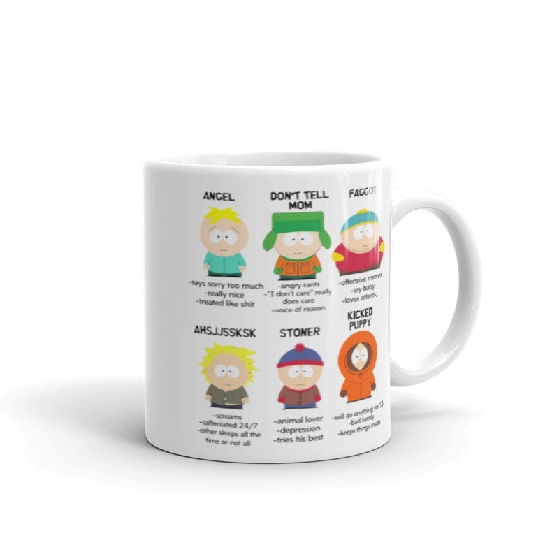 southpark name chart meme ,handmade southpark mug,southpark gifts,cartman mug,90s cartoon mug,southpark cup gift