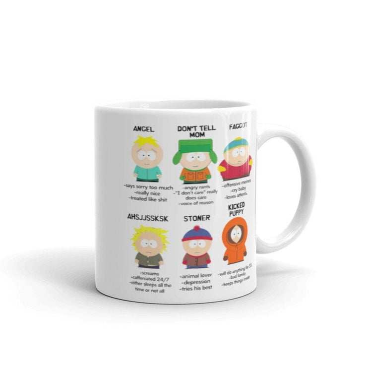 southpark name chart meme ,handmade southpark mug,southpark gifts,cartman mug,90s cartoon mug,southpark cup gift