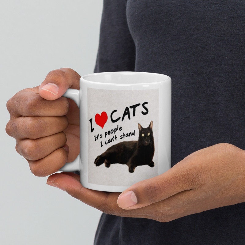 i love cats its people i cant stand  ,retro black cat ,Black Cat coffee, cat lover Gifts ,gift for cat owner