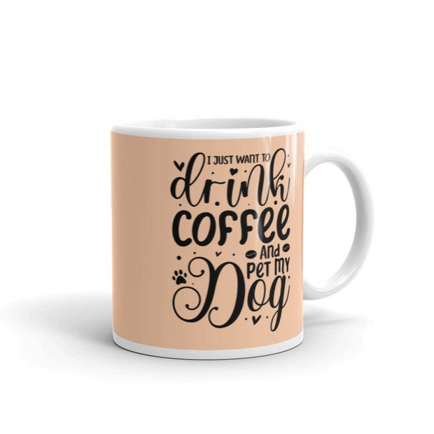 i just wanna drink coffee and pet my dog  , ceramic  dog mug, easily distracted by dogs,idea for dog lovers