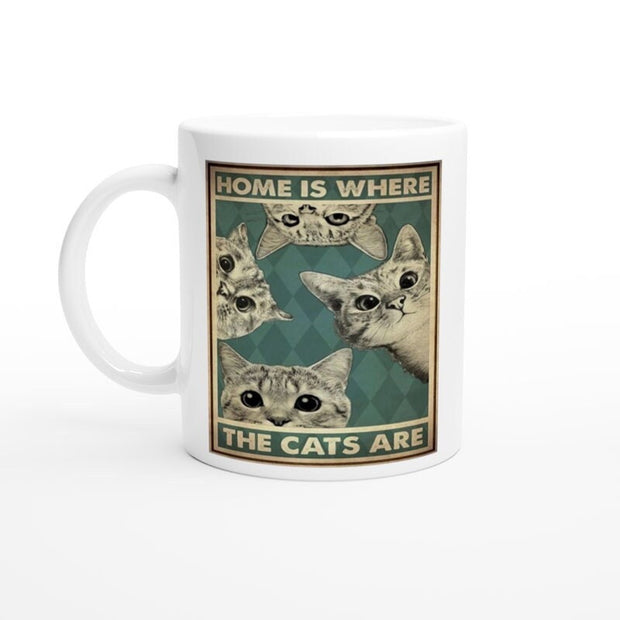 home is where the cats are  ,vintage tabby cat , Cat coffee mug , cat lover Gifts ,gift for cat owner