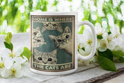 home is where the cats are  ,vintage tabby cat , Cat coffee mug , cat lover Gifts ,gift for cat owner