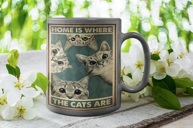 home is where the cats are  ,vintage tabby cat , Cat coffee mug , cat lover Gifts ,gift for cat owner