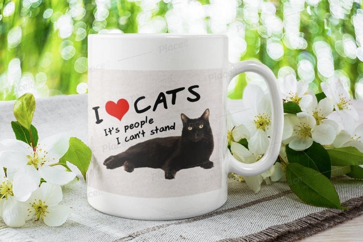 i love cats its people i cant stand  ,retro black cat ,Black Cat coffee, cat lover Gifts ,gift for cat owner