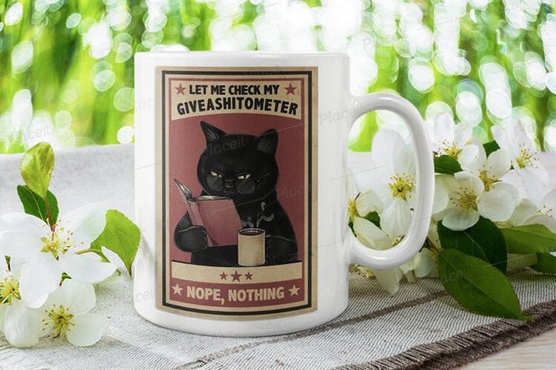 smoking black cat let me check my giveashitometer,retro black cat ,smoking black cat,Black Cat coffee, cat lover Gifts ,gift for cat owner