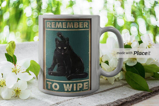 remember to wipe black cat mug ,retro black cat ,smoking black cat,Black Cat coffee, cat lover Gifts ,gift for cat owner