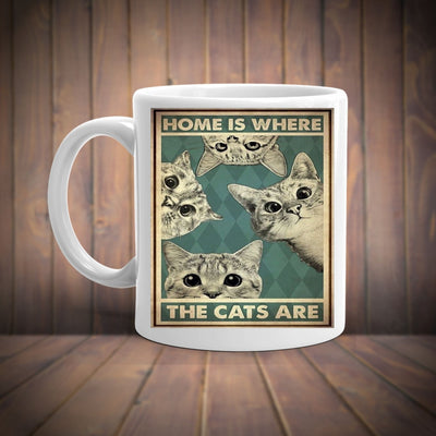 home is where the cats are  ,vintage tabby cat , Cat coffee mug , cat lover Gifts ,gift for cat owner