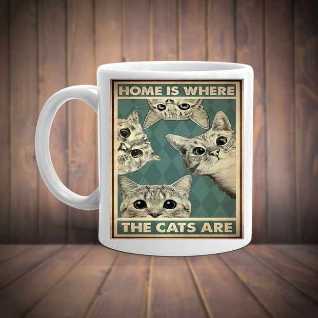 home is where the cats are  ,vintage tabby cat , Cat coffee mug , cat lover Gifts ,gift for cat owner