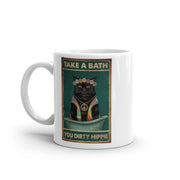 take a bath you dirty hippie black cat  ,retro black cat ,smoking black cat,Black Cat coffee, cat lover Gifts ,gift for cat owner