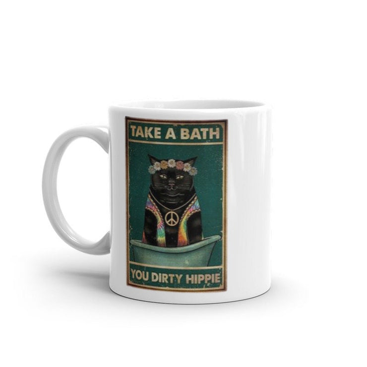 take a bath you dirty hippie black cat  ,retro black cat ,smoking black cat,Black Cat coffee, cat lover Gifts ,gift for cat owner