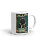 take a bath you dirty hippie black cat  ,retro black cat ,smoking black cat,Black Cat coffee, cat lover Gifts ,gift for cat owner