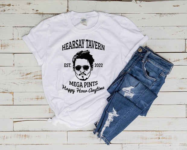 HearSay Brewing Co Shirt, Johnny Depp Hearsay Shirt, Happy Hour Anytime Johnny Depp Shirt, Funny Mega Pint Shirt, Johnny Depp lover gift