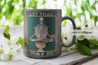 let that shit go. skeleton in yoga pose ,skeleton doing yoga , 11oz white yoga mug , gift for yoga lovers ,meditation mug