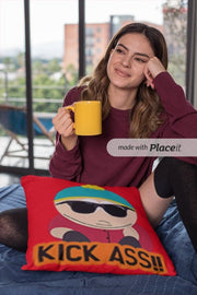 south Park throw  Pillow,Eric Cartman kick ass ,Custom South Park Portrait throw  Pillow,Eric Cartman Pillow,South Park Gift