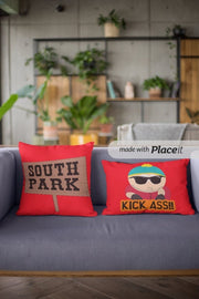 south Park throw  Pillow,Eric Cartman kick ass ,Custom South Park Portrait throw  Pillow,Eric Cartman Pillow,South Park Gift