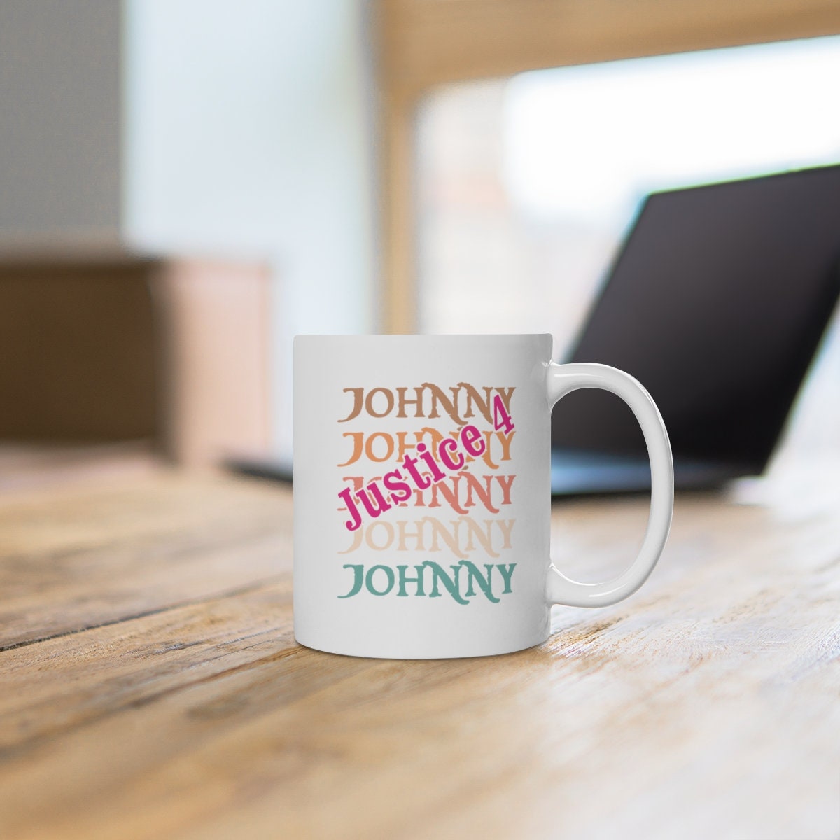 Johnny depp justice for johnny  mug, justice for Johnny,funny Johnny Depp mug ,johnny hearsay papers ,johnny depp happy hour anytime