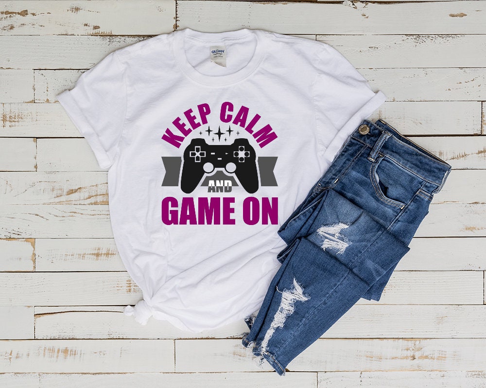 keep calm and game on  t shirt .gaming shirt funny perfect gift fpr gamers