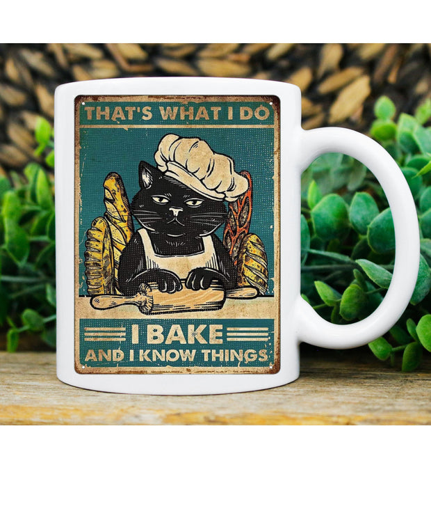 thats what i do i bake and i know things ,retro black cat funny cat painting ,Black Cat coffee, cat lover Gifts ,gift for cat owner