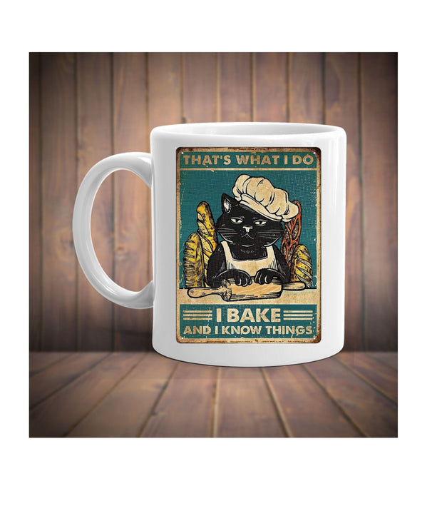 thats what i do i bake and i know things ,retro black cat funny cat painting ,Black Cat coffee, cat lover Gifts ,gift for cat owner